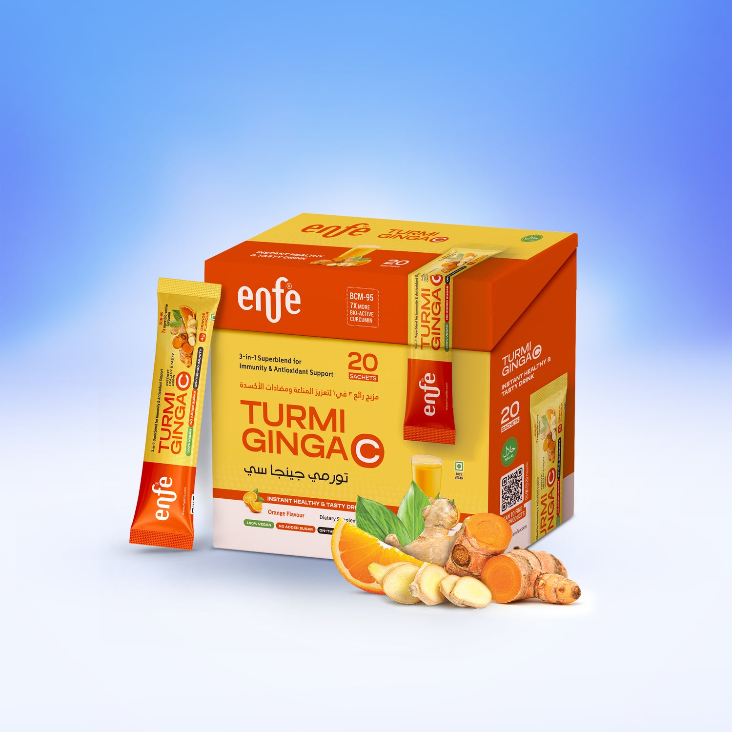 Turmi Ginga C Orange Flavoured Immunity Drink Mix with Ginger, 20 Sachets