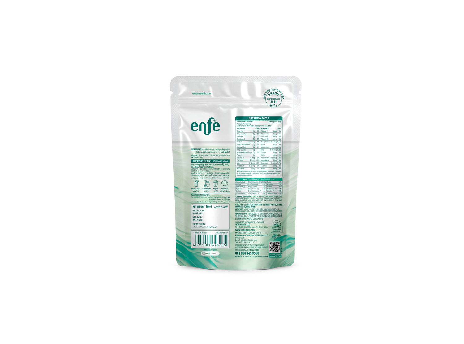ENFE Premium Bovine Collagen Peptide Type I & III, 300 gm